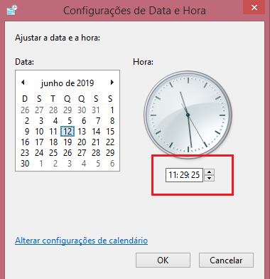 Rejeição 506 - Data e hora Windows 2
