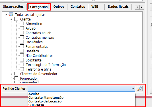 Perfil de clientes - Subcategorias