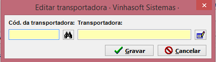 Novidades - Editar transportadora, segunda tela