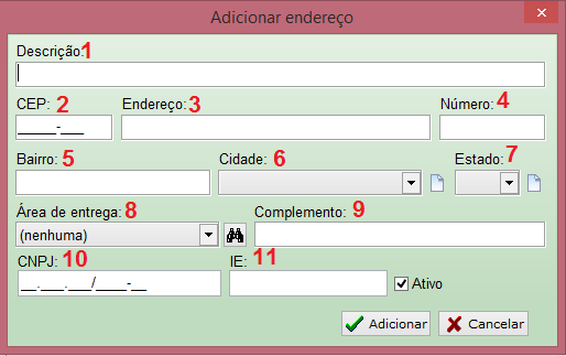 A Aba Endereços para Entrega, no cadastro de Entidades no Gestão