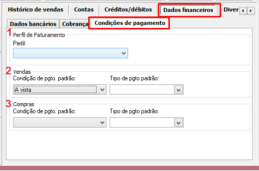 A Aba Dados Financeiros, no Cadastro de Entidades, no VSI Gestão