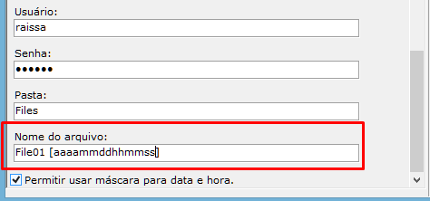 Arquivo com máscara de data e hora