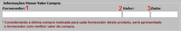 Campo de Informações Menor Valor Compra na Sugestão de Compras