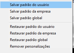 Salvar personalizações do layout do Sugestão de Compras