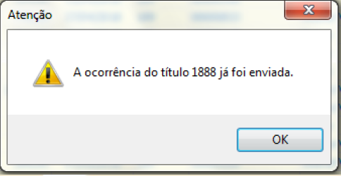 33213 - Mensagem de ocorrência já contida na remessa