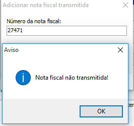 Mensagem de nota fiscal não transmitida ao vincular um documento no romaneio de entregas