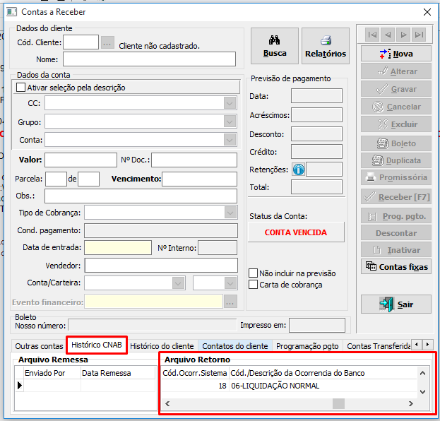 Mensagens de arquivo de retorno (ocorrências) no Contas a Receber do VSI Gestão (50261)