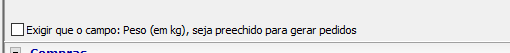 Configuração geral para exigir o peso do pedido seja informado
