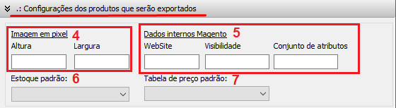 Integração com o Magento - Configurações dos produtos que serão exportados