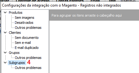 Magento - Registrados não integrados -Subgrupos