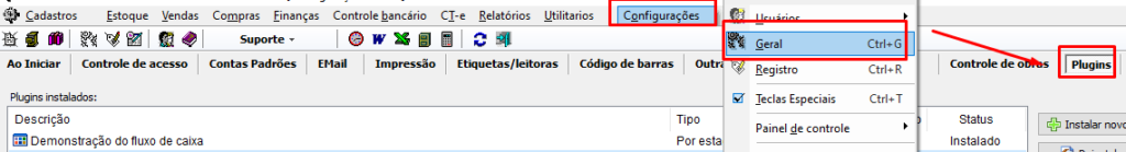 Caminho do Plug-in no VSI Gestão