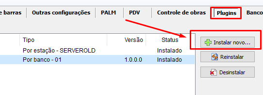 Aba Plugins em Conifgurações do VSI Gestão