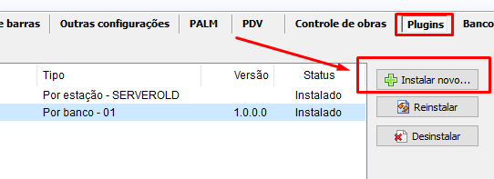 Aba Plugins em Conifgurações do VSI Gestão 