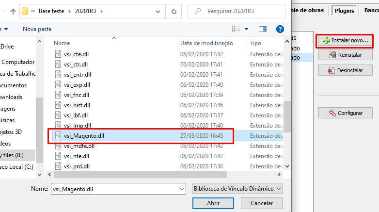 Instalação de um novo plugin no VSI Gestão
