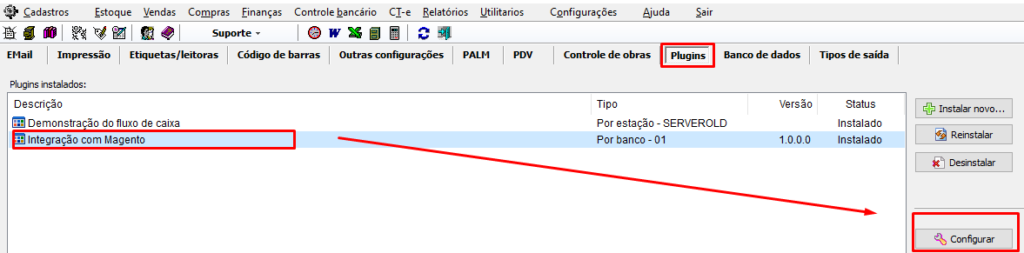 Configurando o plugin da Integração com o Magento