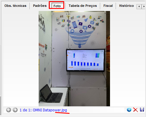 Aba Foto, do Cadastro de Produtos (imagem do e-commerce)