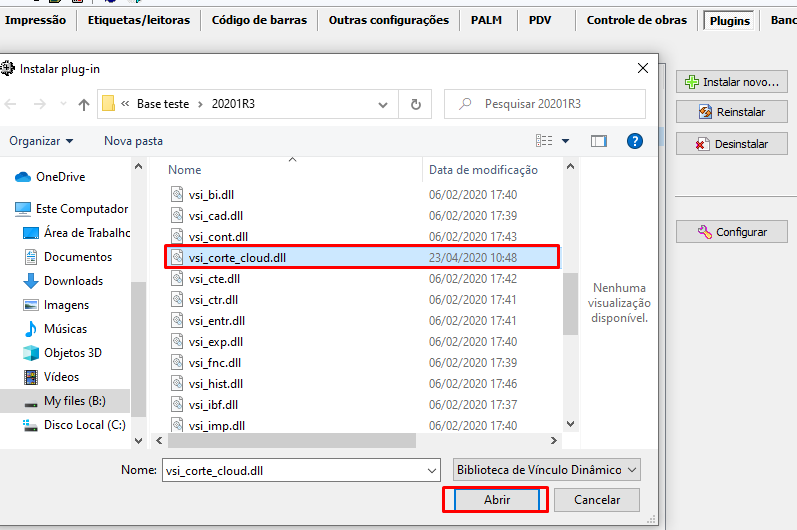 Instalação de plug-in da Corte Cloud - VSI Gestão